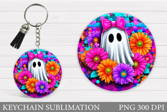 Halloween Ghost Keychain. Halloween Keychain Sublimation Product Image 1