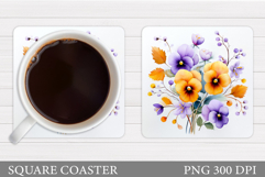 Floral Coaster Design. Flowers Coaster Sublimation Product Image 1