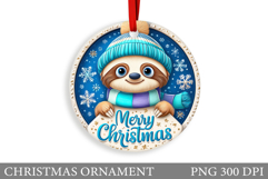 Cute Sloth Christmas Ornament. Christmas Sloth Sublimation Product Image 1
