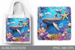 Whale Sublimation. Whale Tote Bag Sublimation Product Image 1
