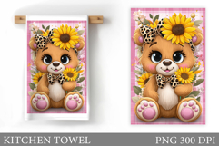 Cute Bear Kitchen Towel. Bear Flowers Kitchen Towel Design Product Image 1