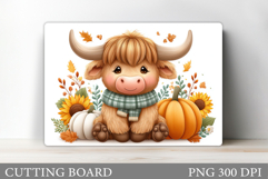 Highland Cow Cutting Board. Fall Cow Cutting Board Design Product Image 1