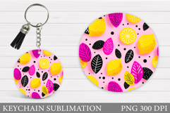 Lemons Keychain Sublimation. Lemons Keychain Design Product Image 1