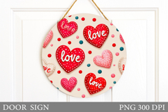 Valentines Door Sign Sublimation. Hearts Door Sign Design Product Image 1