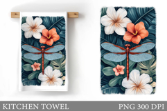 Dragonfly Kitchen Towel. Dragonfly Sublimation Product Image 1