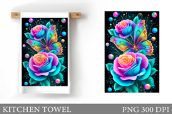 Butterfly Kitchen Towel Design. Butterfly Sublimation Product Image 1