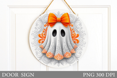 Cute Ghost Door Sign Sublimation. Halloween Door Sign Design Product Image 1