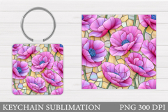 Floral Keychain Design. Flowers Keychain Sublimation Product Image 1