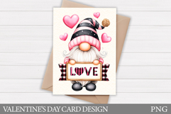 Valentines Gnome Card Printable. Valentines Card Design Product Image 1