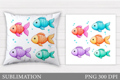 Cute Fish Pillow Design. Fish Sublimation Product Image 1