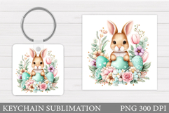 Easter Bunny Keychain Sublimation. Easter Keychain Design Product Image 1