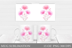 Floral Mug Wrap Design. Flowers Mug Sublimation Product Image 1