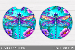 Dragonfly Car Coaster. Dragonfly Sublimation Product Image 1