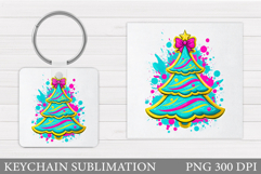 Christmas Tree Keychain. Christmas Keychain Sublimation Product Image 1