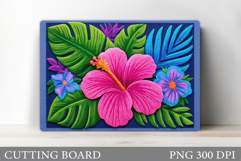 Hibiscus Cutting Board. Flowers Cutting Board Sublimation Product Image 1