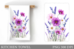 Wildflowers Kitchen Towel. Flowers Kitchen Towel Sublimation Product Image 1