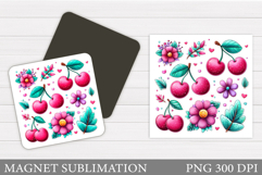 Cherry Magnet Design. Berries Magnet Sublimation Product Image 1
