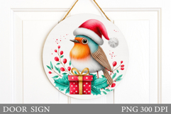 Christmas Bird Door Sign. Christmas Door Sign Sublimation Product Image 1