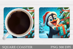 Christmas Penguin Coaster. Christmas Coaster Sublimation Product Image 1