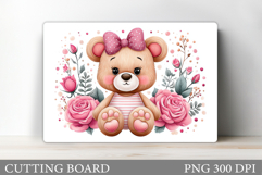 Cute Bear Cutting Board. Bear Flowers Cutting Board Design Product Image 1