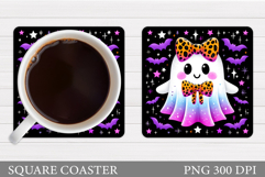 Cute Ghost Coaster Design. Cute Halloween Sublimation Product Image 1