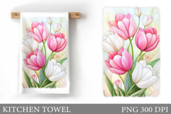 Tulips Kitchen Towel Design. Flowers Kitchen Towel Product Image 1