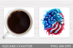 Patriotic Lion Coaster Design. Patriotic Coaster Sublimation Product Image 1
