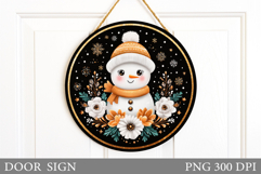 Cute Snowman Door Sign. Christmas Door Sign Sublimation Product Image 1