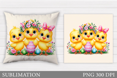 Easter Chick Pillow Sublimation. Easter Pillow Design Product Image 1