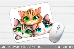 Cute Cats Mouse Pad Design. Cats Mouse Pad Sublimation Product Image 1