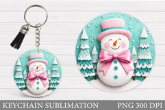 Cute Snowman Keychain Sublimation. Christmas Keychain Design Product Image 1