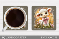 Cute Lamb Coaster Design. Cute Lamb Sublimation Product Image 1