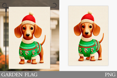 Christmas Dachshund Garden Flag. Christmas Garden Flag Product Image 1