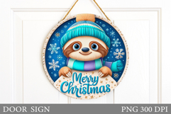 Christmas Sloth Door Sign. Christmas Door Sign Sublimation Product Image 1