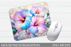 Tropical Flowers Mouse Pad. Flowers Mouse Pad Sublimation Product Image 1