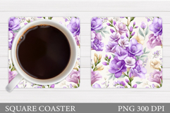 Floral Coaster Design. Flowers Coaster Sublimation Product Image 1