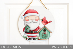 Santa Claus Door Sign Design. Christmas Snowman Door Sign Product Image 1