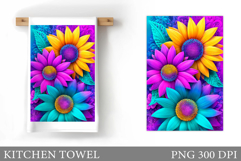 Sunflowers Kitchen Towel. Flowers Kitchen Towel Design Product Image 1