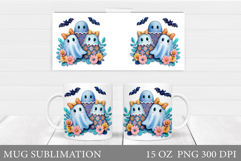 Cute Ghost Mug Design. Cute Halloween Sublimation Product Image 1