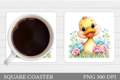 Spring Duck Coaster Design. Spring Coaster Sublimation Product Image 1