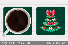 Christmas Tree Coaster Sublimation. Christmas Coaster Design Product Image 1