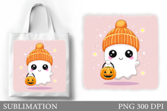 Halloween Ghost Tote Bag Design. Halloween Tote Bag Product Image 1