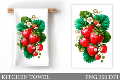 Strawberry Kitchen Towel. Flowers Kitchen Towel Design Product Image 1