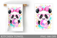 Cute Panda Kitchen Towel. Panda Sulimation Product Image 1