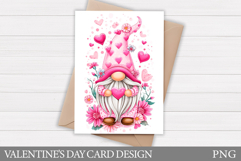 Valentines Gnome Card Printable. Valentines Card Design Product Image 1