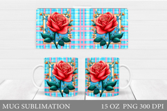 Roses Mug Sublimation. Flowers Mug Wrap Design Product Image 1