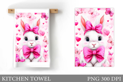 Cute Bunny Kitchen Towel Design. Cute Bunny Sublimation Product Image 1