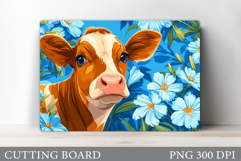 Cute Cow Cutting Board. Cow Flowers Cutting Board Design Product Image 1