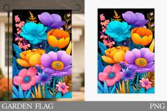Flowers Garden Flag Sublimation. Floral Garden Flag Design Product Image 1