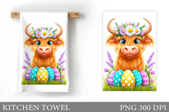 Easter Cow Kitchen Towel. Easter Kitchen Towel Sublimation Product Image 1